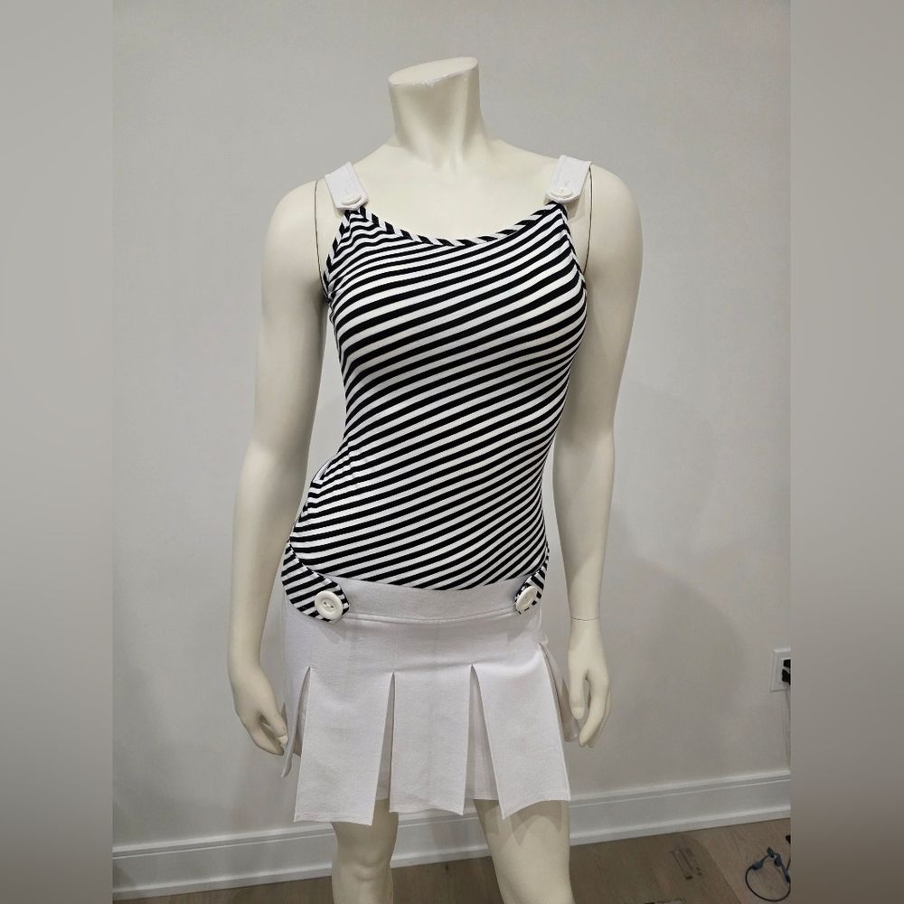 Drop waist Striped tennis dress with pleated skirt S